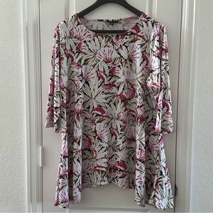 Alfani Floral Print Plus Size Tunic Top Soft Stretch Blouse